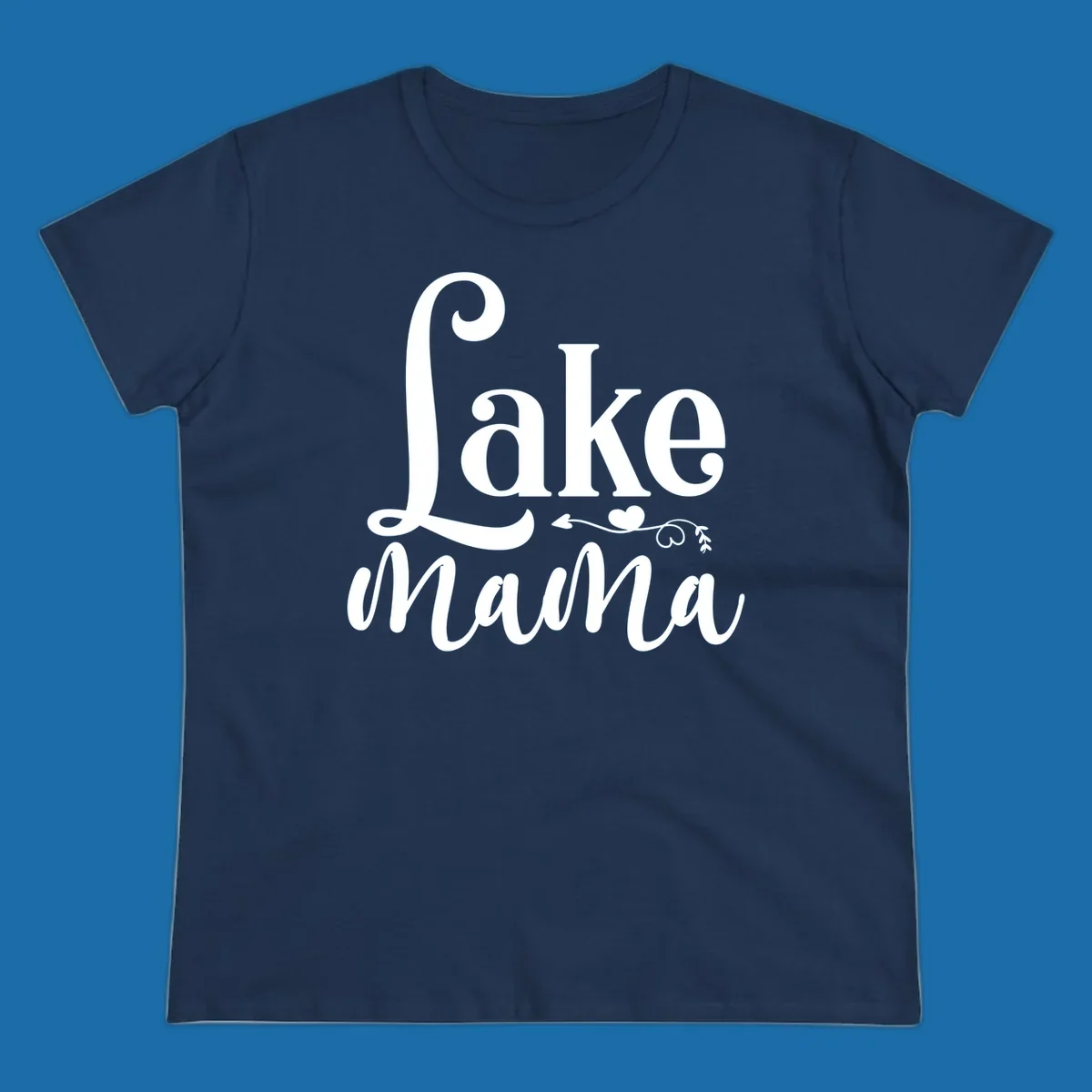 Lake Mama text design with arrow and heart graphic.