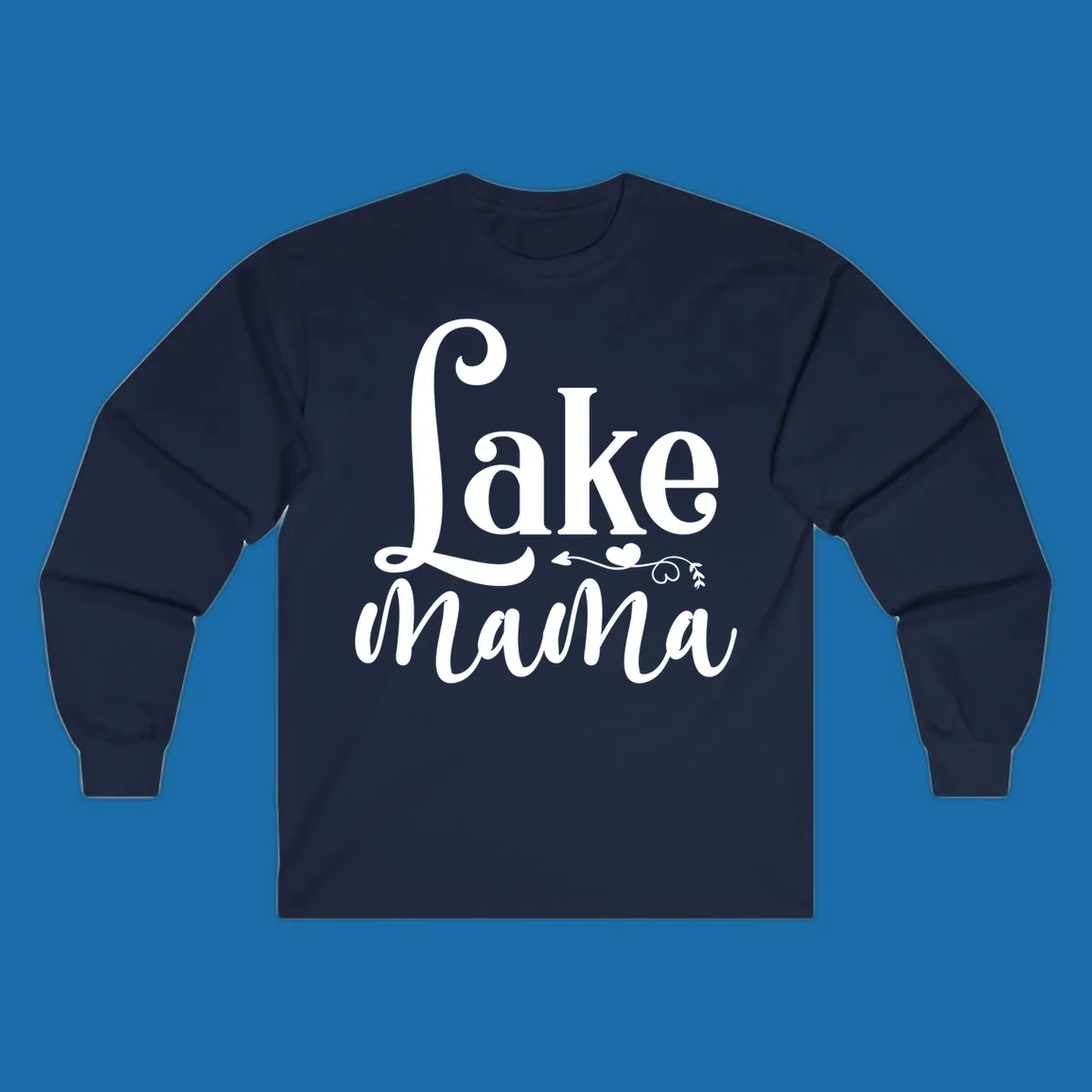 Lake Mama text design with arrow and heart graphic.