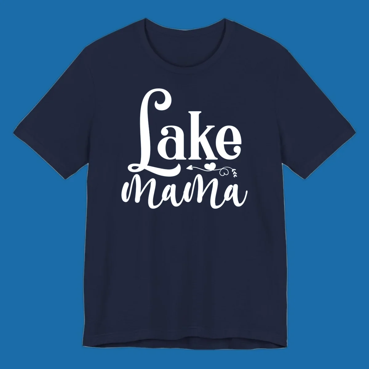 Lake Mama text design with arrow and heart graphic.