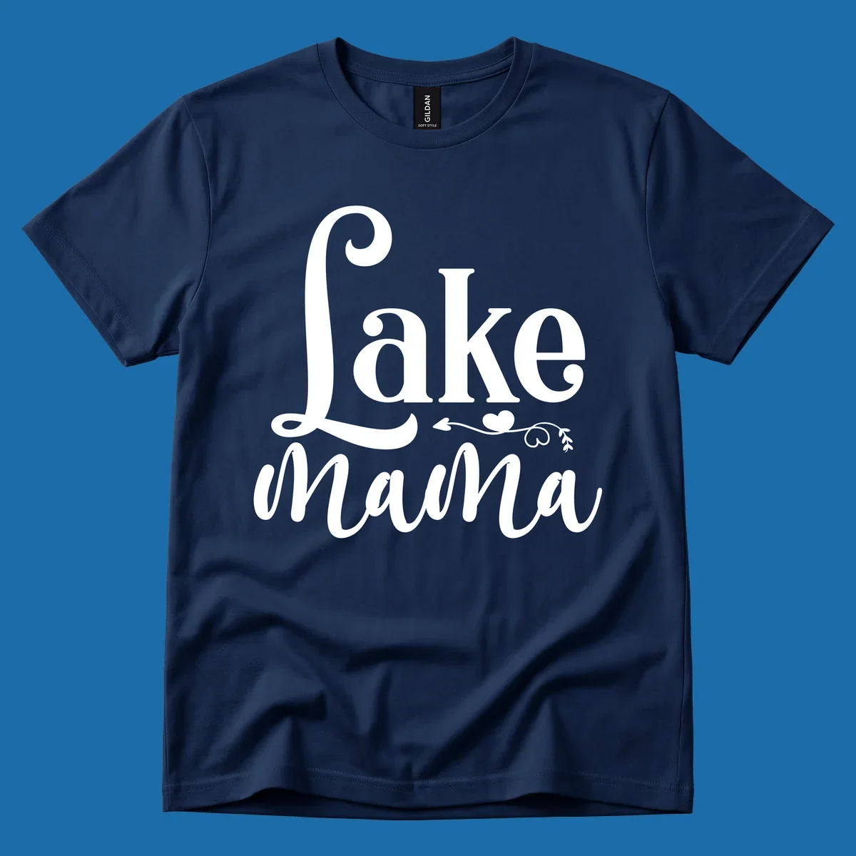 Lake Mama text design with arrow and heart graphic.