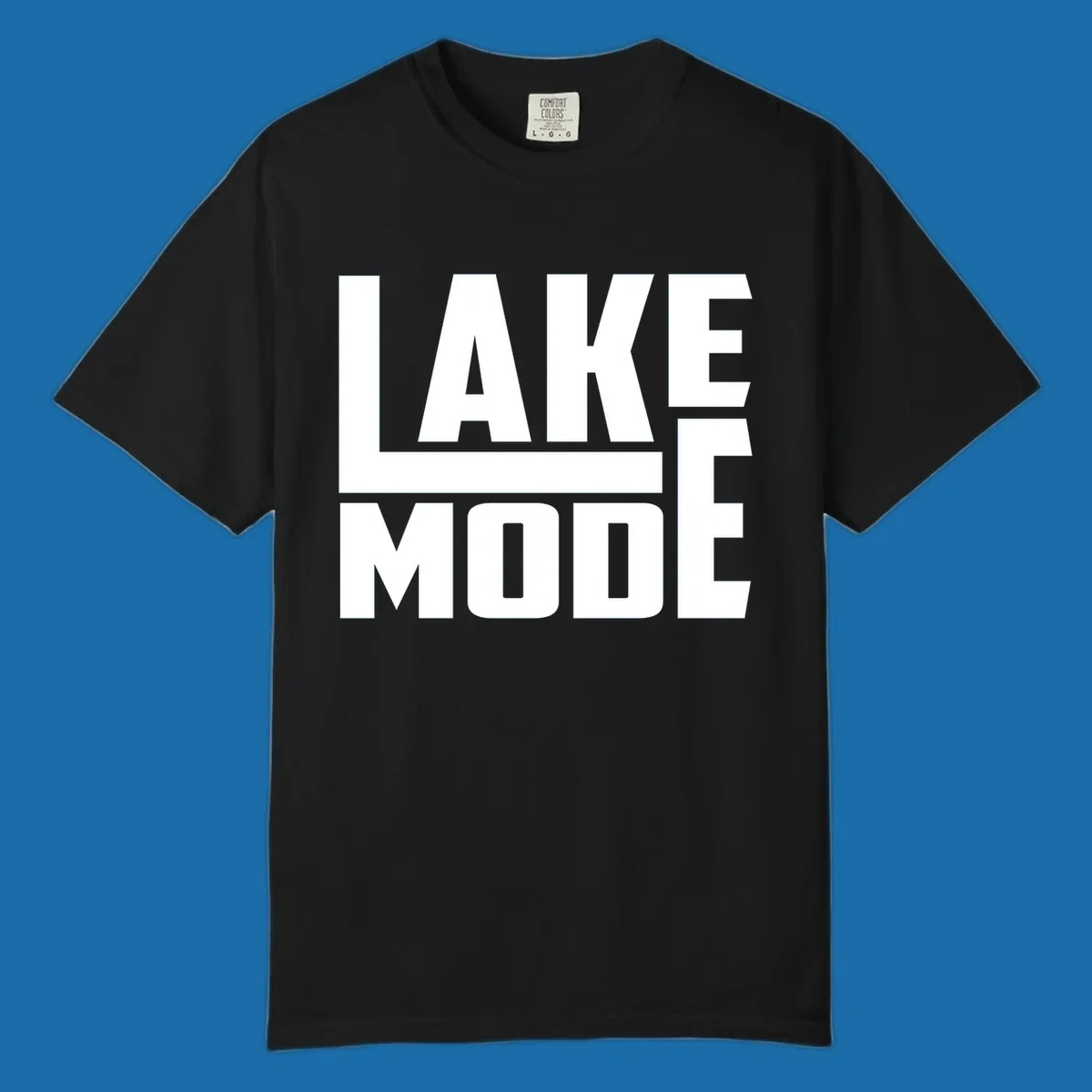 Bold white text reading LAKE MODE with a horizontal line, on a black background. lake-mode-typography