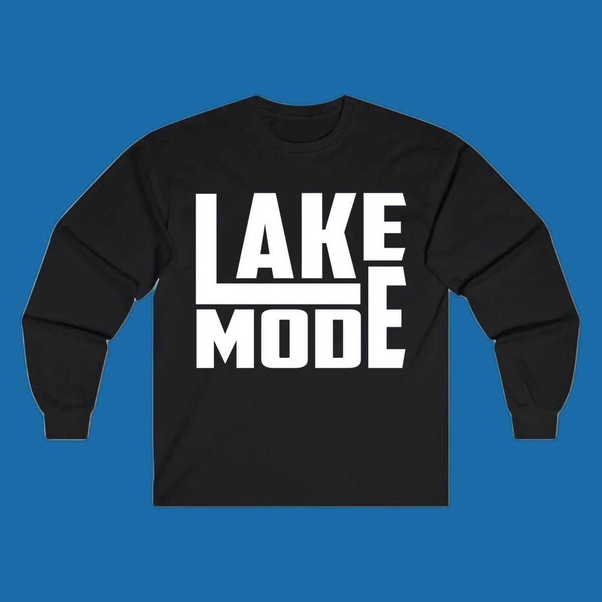 Bold white text reading LAKE MODE with a horizontal line, on a black background. lake-mode-typography