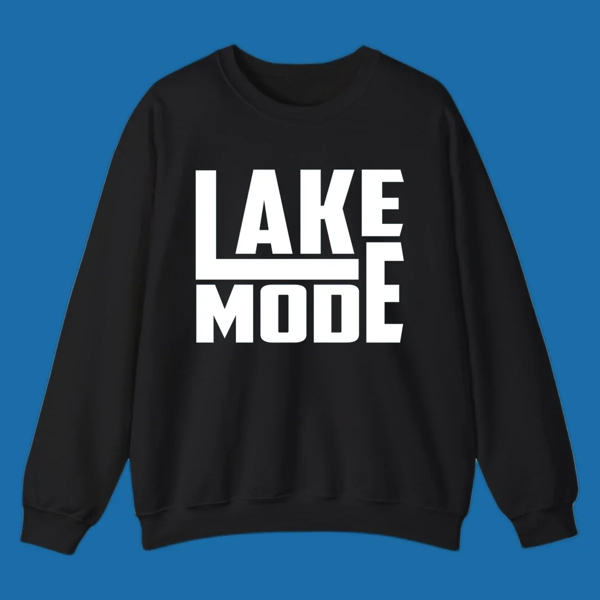 Bold white text reading LAKE MODE with a horizontal line, on a black background. lake-mode-typography
