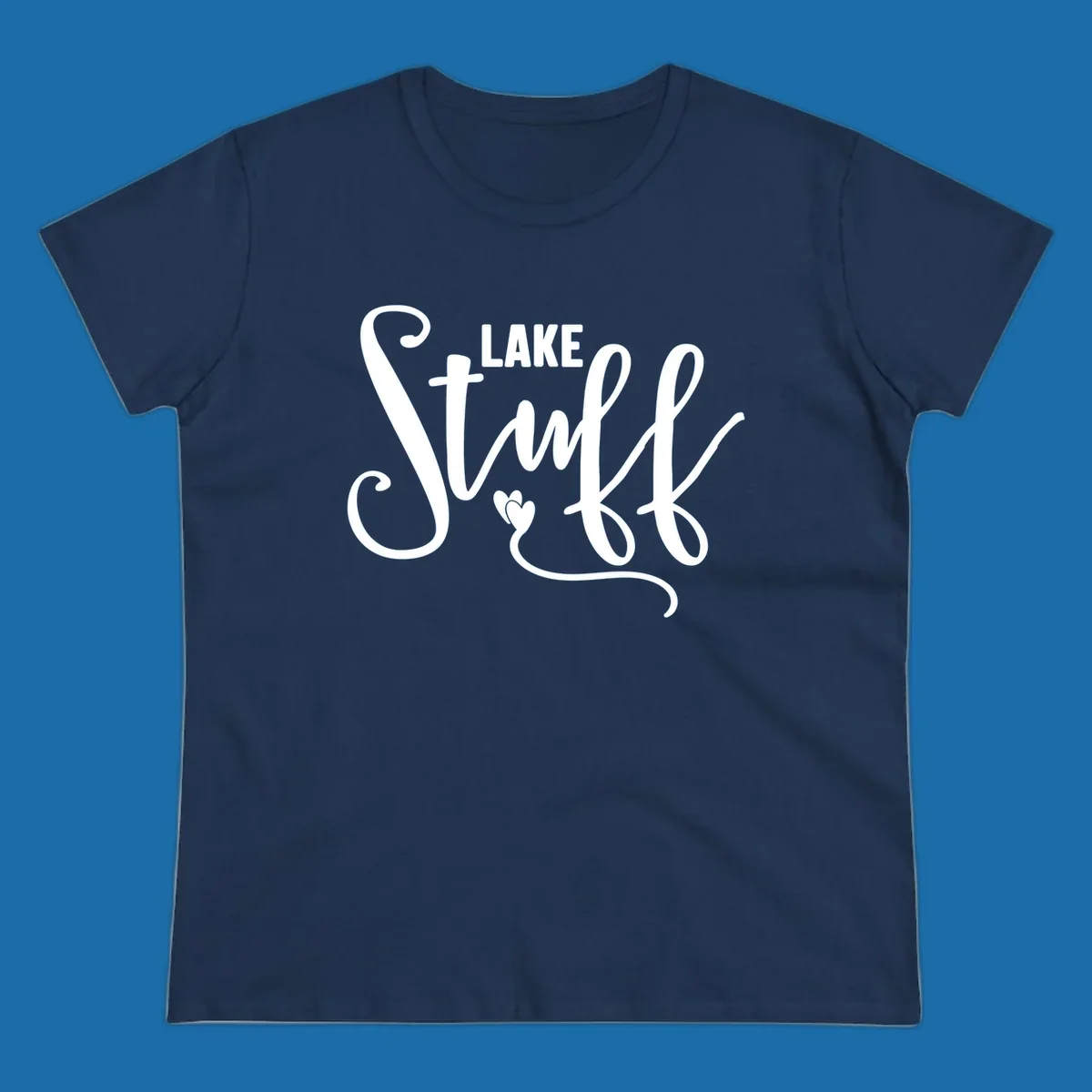 White text 'LAKE Stuff' with a heart detail, on a black background.