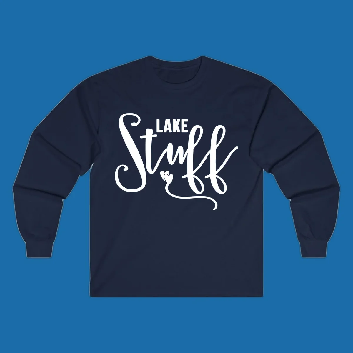 White text 'LAKE Stuff' with a heart detail, on a black background.