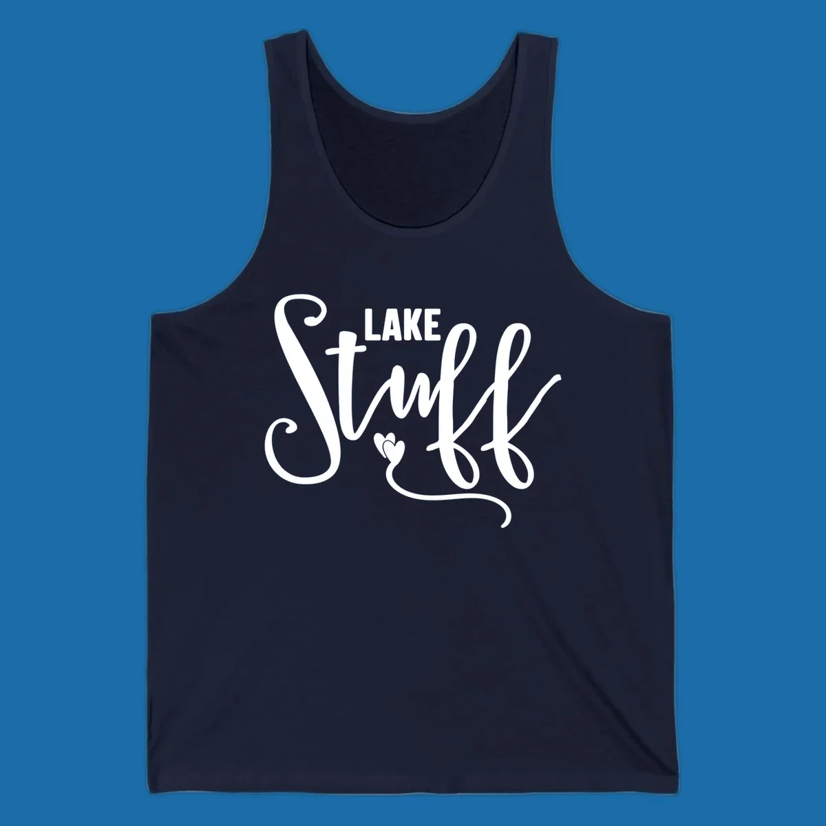 White text 'LAKE Stuff' with a heart detail, on a black background.