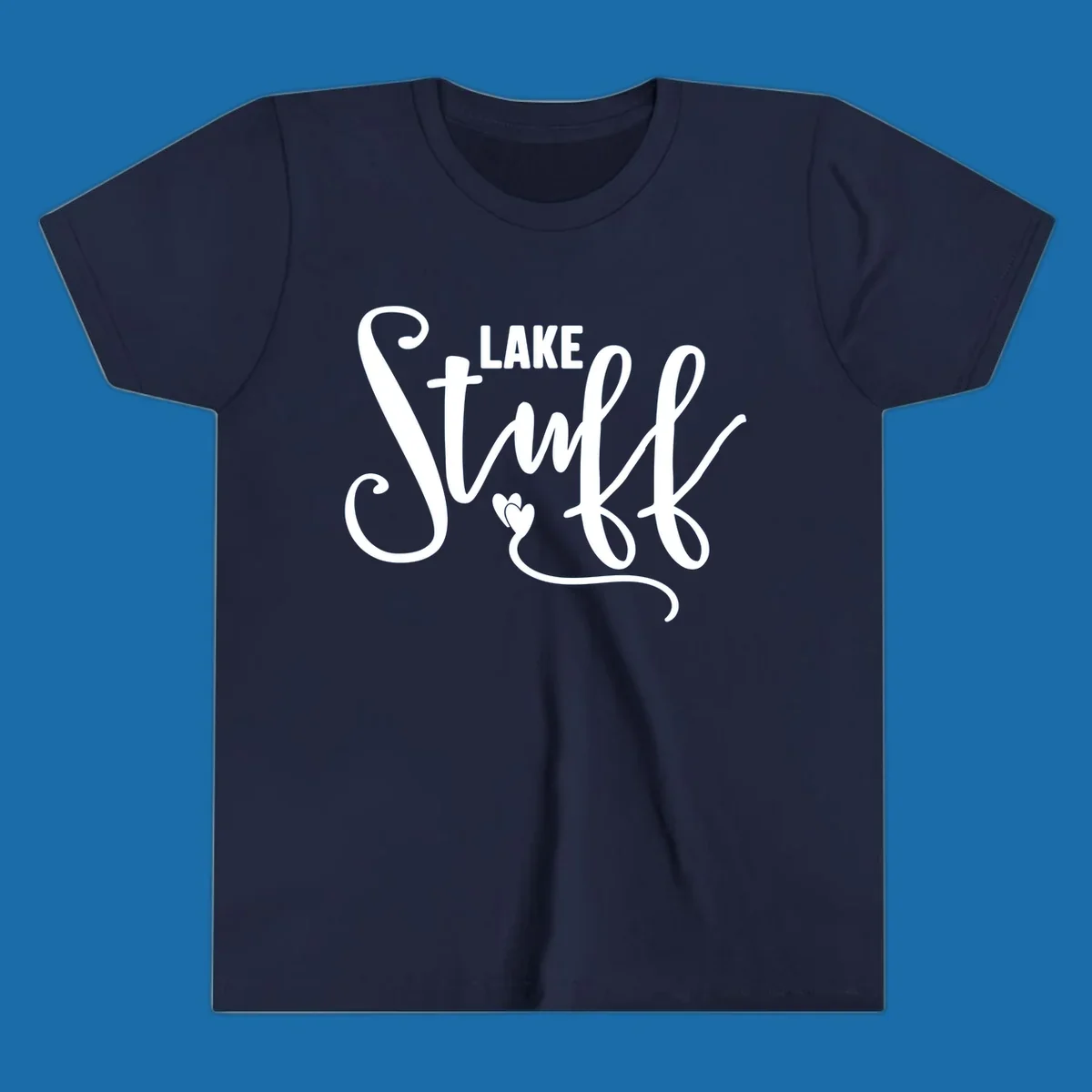 White text 'LAKE Stuff' with a heart detail, on a black background.