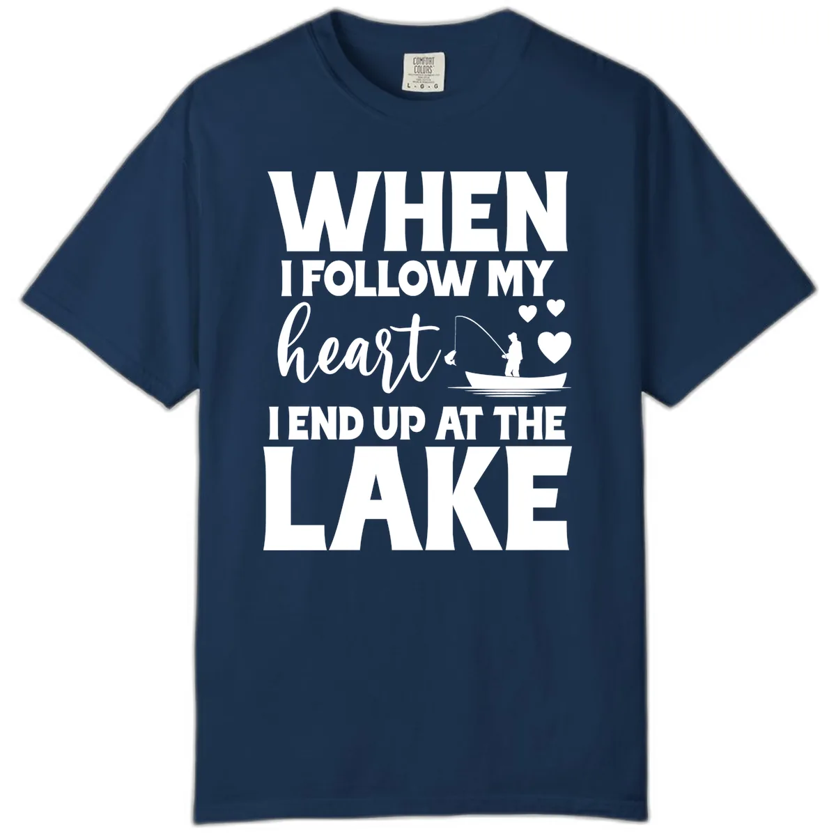 When I Follow My Heart Lake Design Comfort Color in Navy