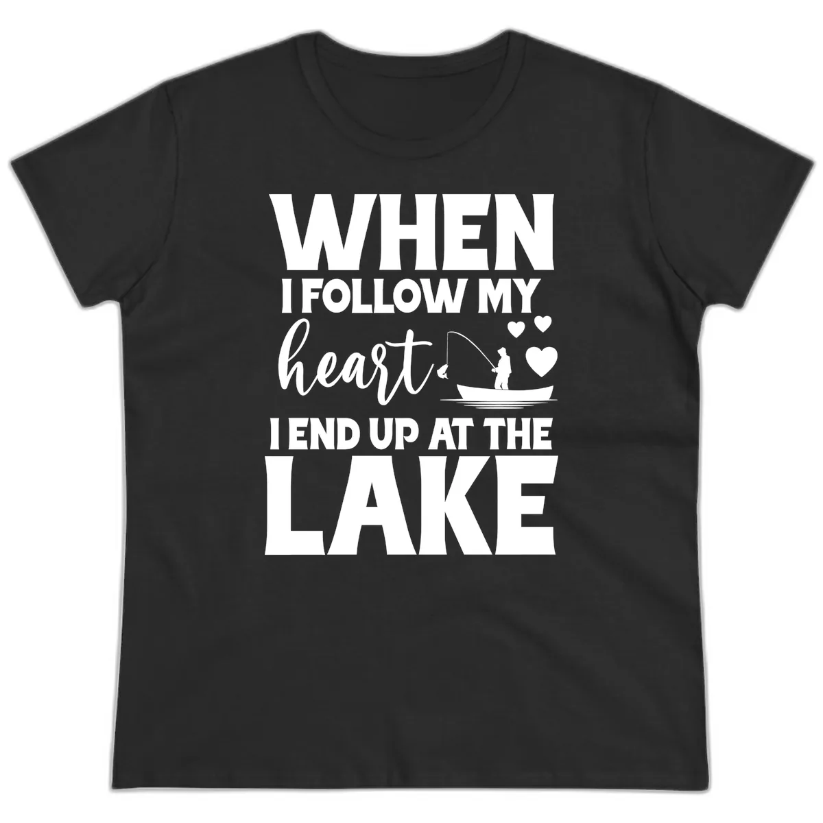 When I Follow My Heart Lake Design Ladies Tee in Black