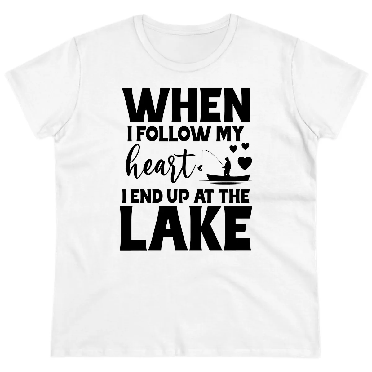 When I Follow My Heart Lake Design Ladies Tee in White