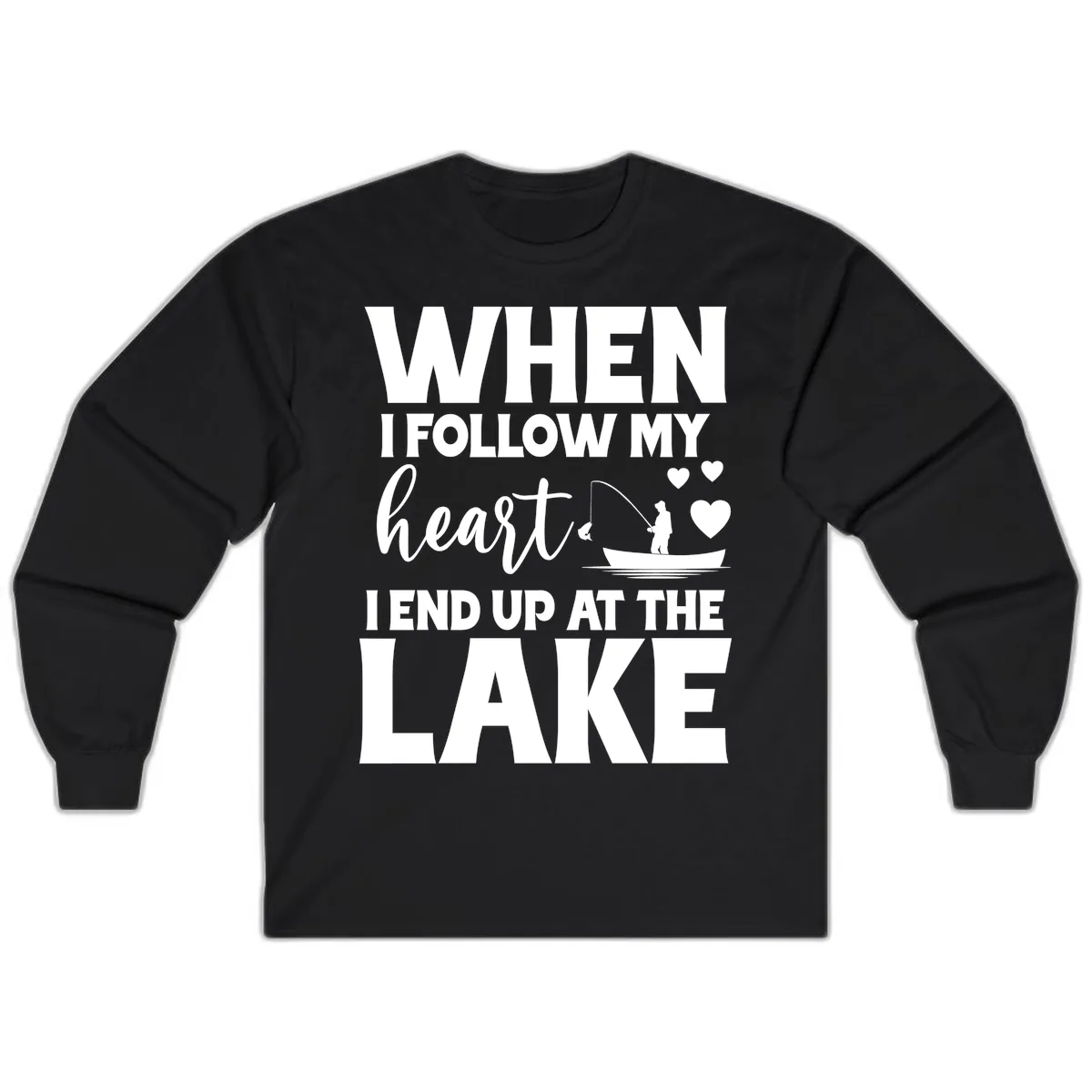 When I Follow My Heart Lake Design Long Sleeve in Black