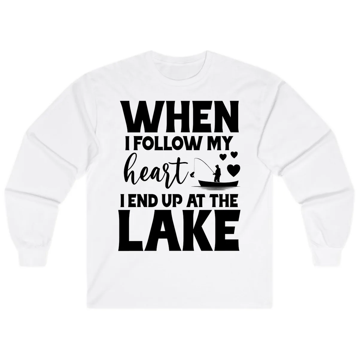 When I Follow My Heart Lake Design Long Sleeve in White