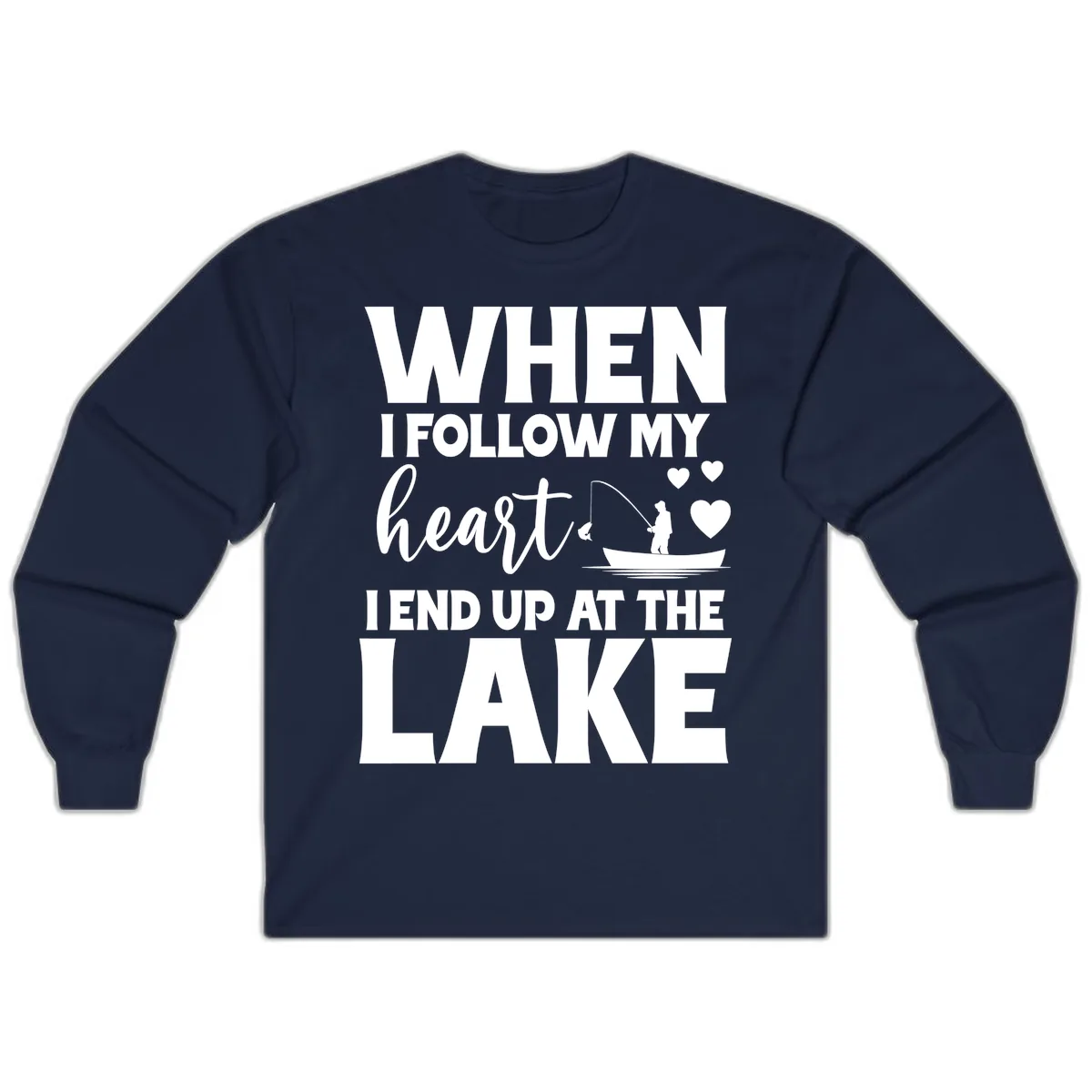 When I Follow My Heart Lake Design Long Sleeve in Navy
