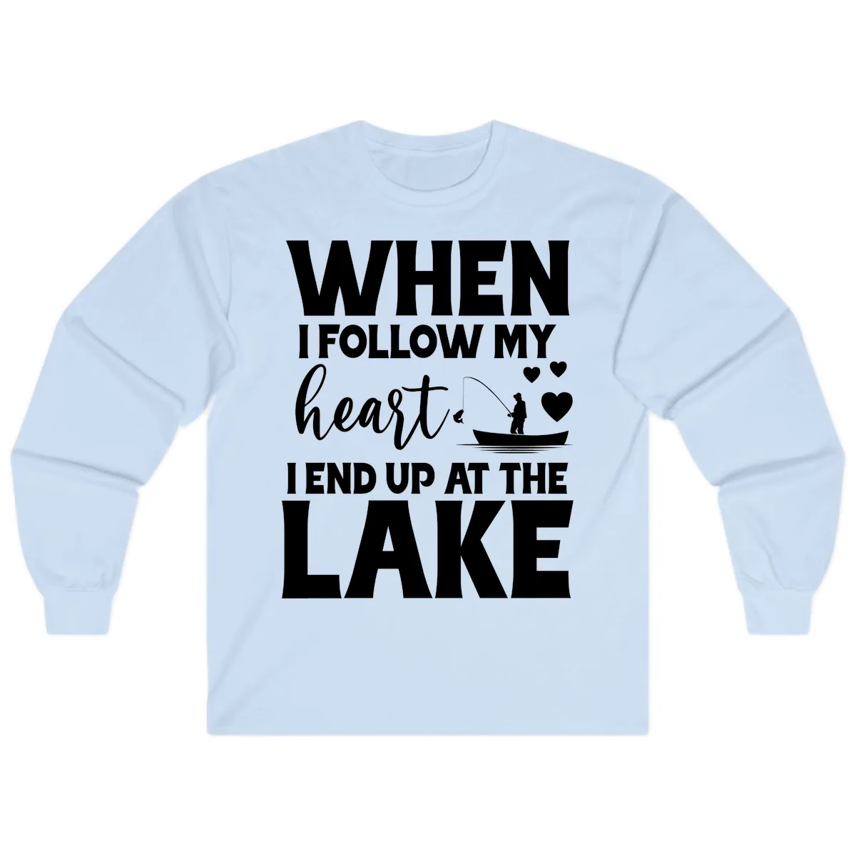 When I Follow My Heart Lake Design Long Sleeve in Light Blue