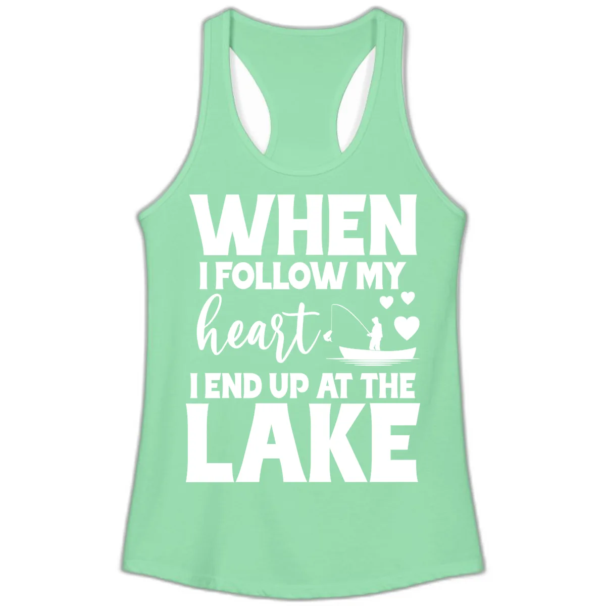 When I Follow My Heart Lake Design Ladies Tank in Solid Mint