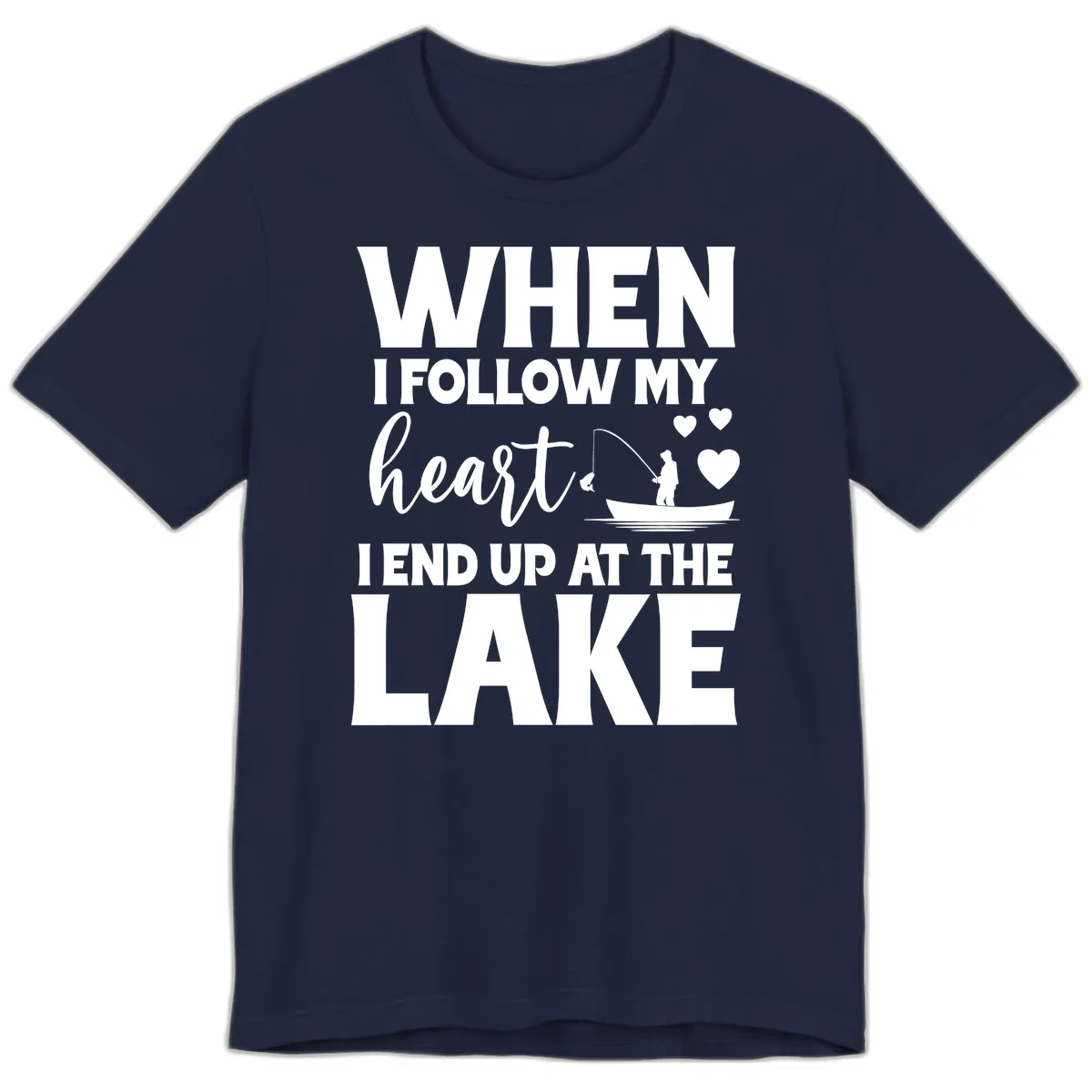 When I Follow My Heart Lake Design Premium T-Shirt in Navy