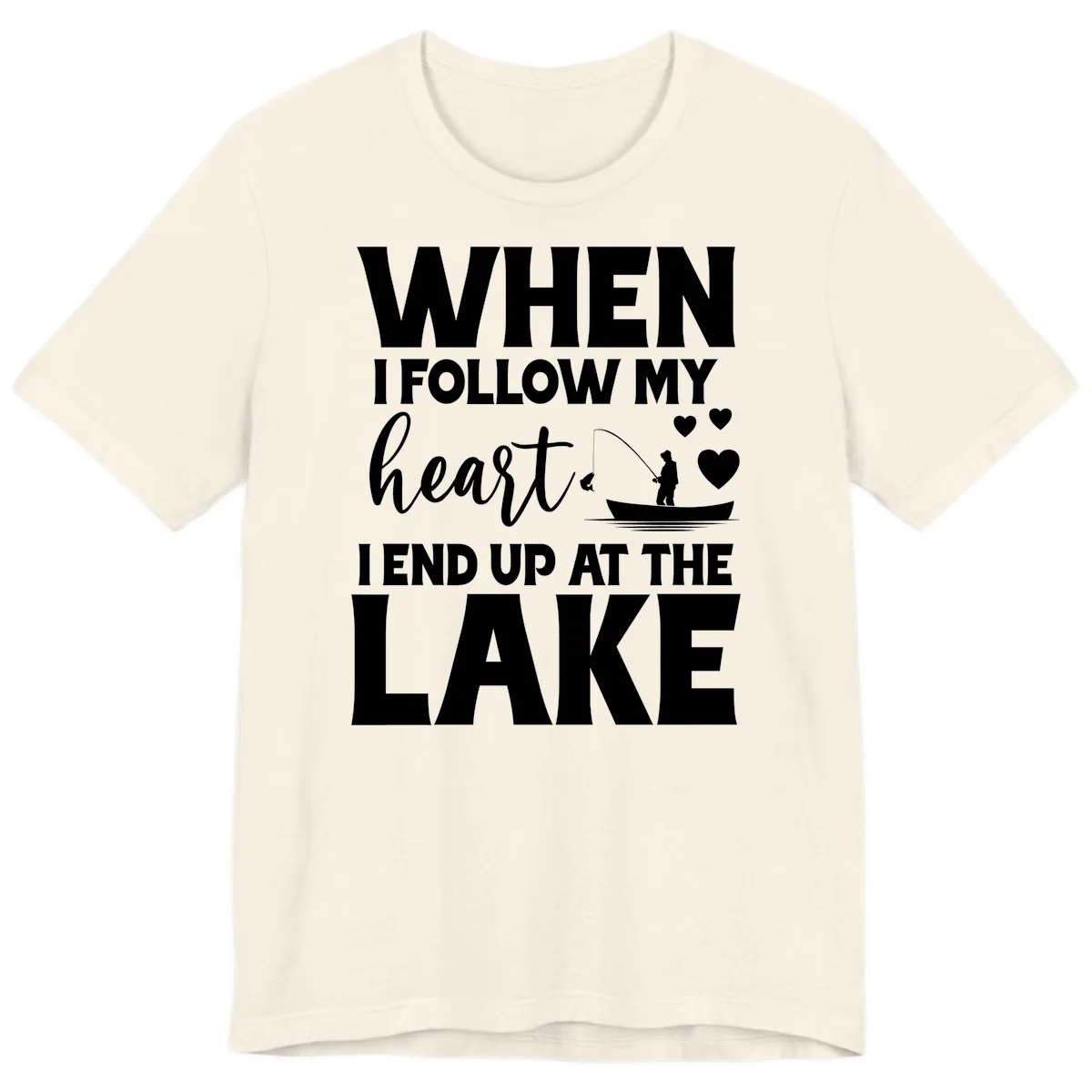 When I Follow My Heart Lake Design Premium T-Shirt in Natural