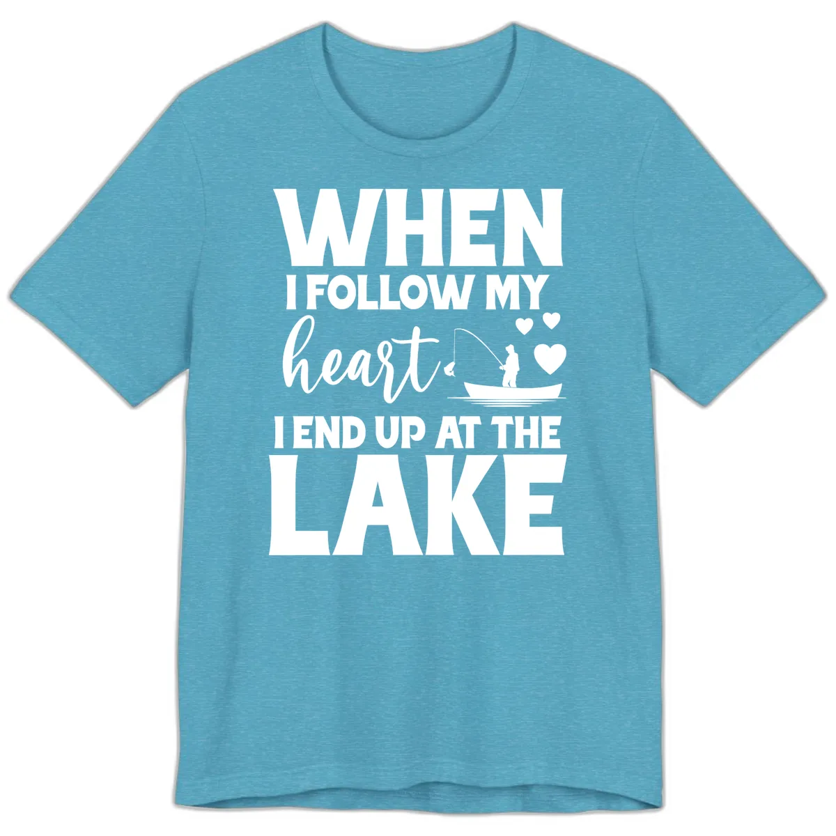 When I Follow My Heart Lake Design Premium T-Shirt in Heather Aqua