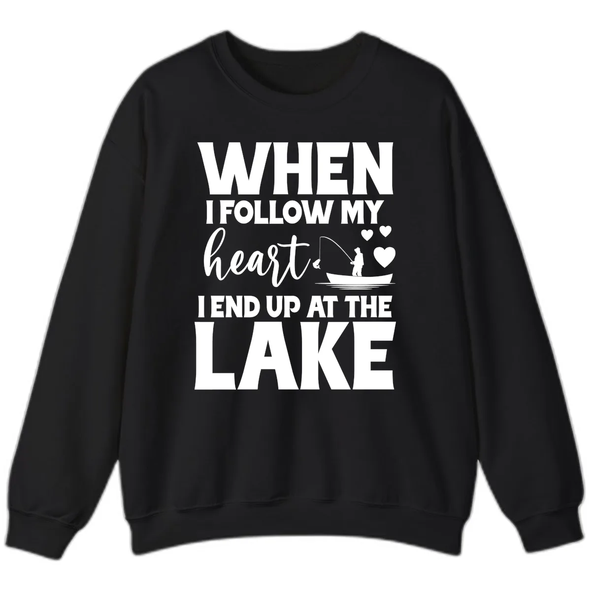When I Follow My Heart Lake Design Sweatshirt in Black