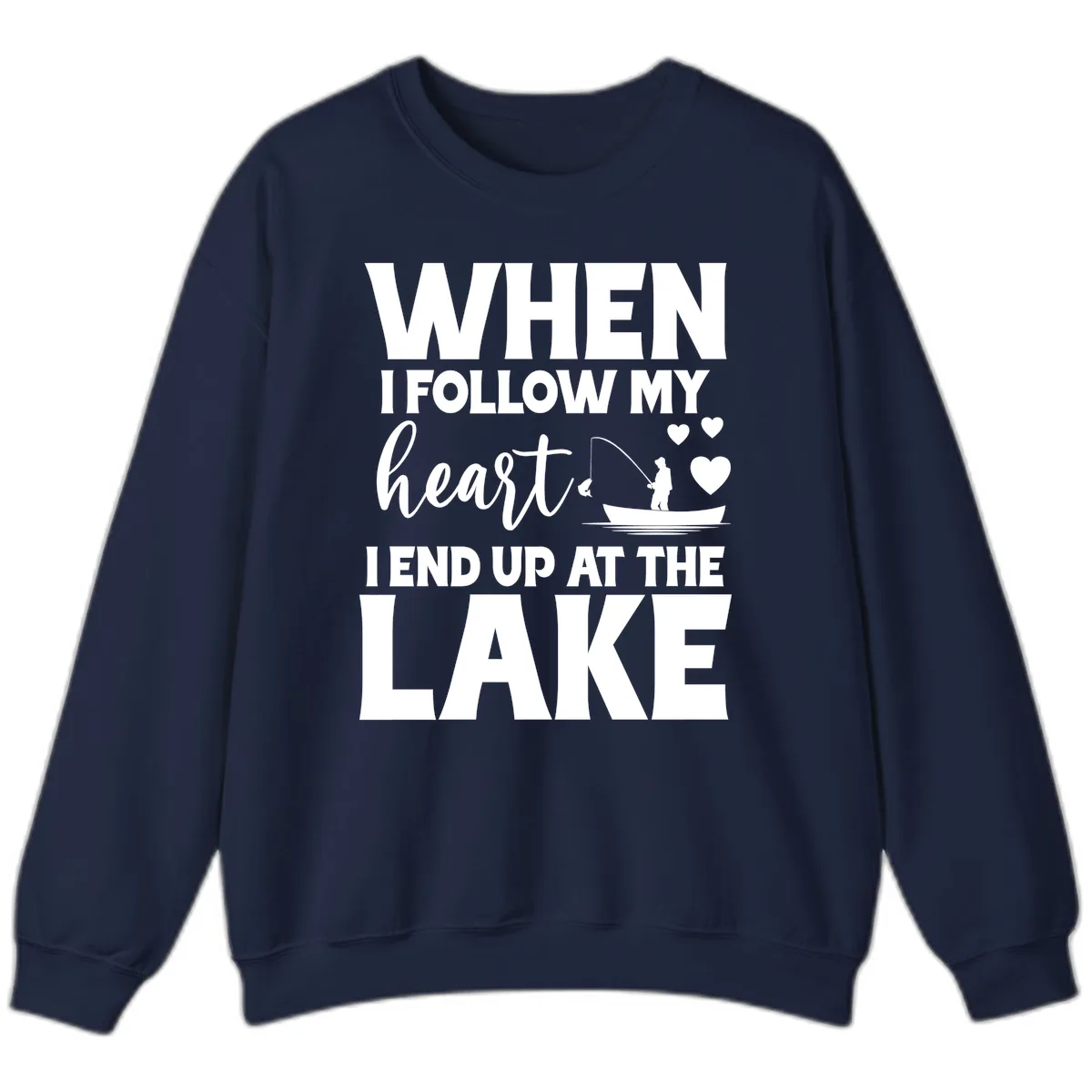 When I Follow My Heart Lake Design Sweatshirt in Navy