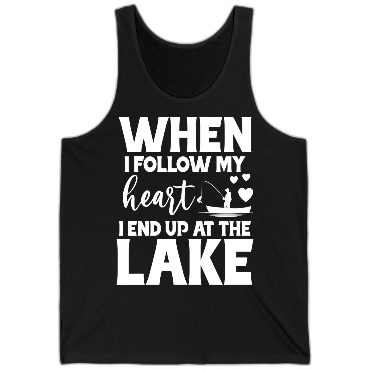 When I Follow My Heart Lake Design Tank in Black
