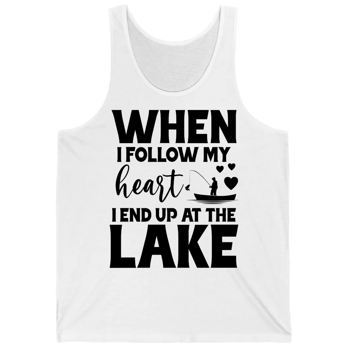 When I Follow My Heart Lake Design Tank in White