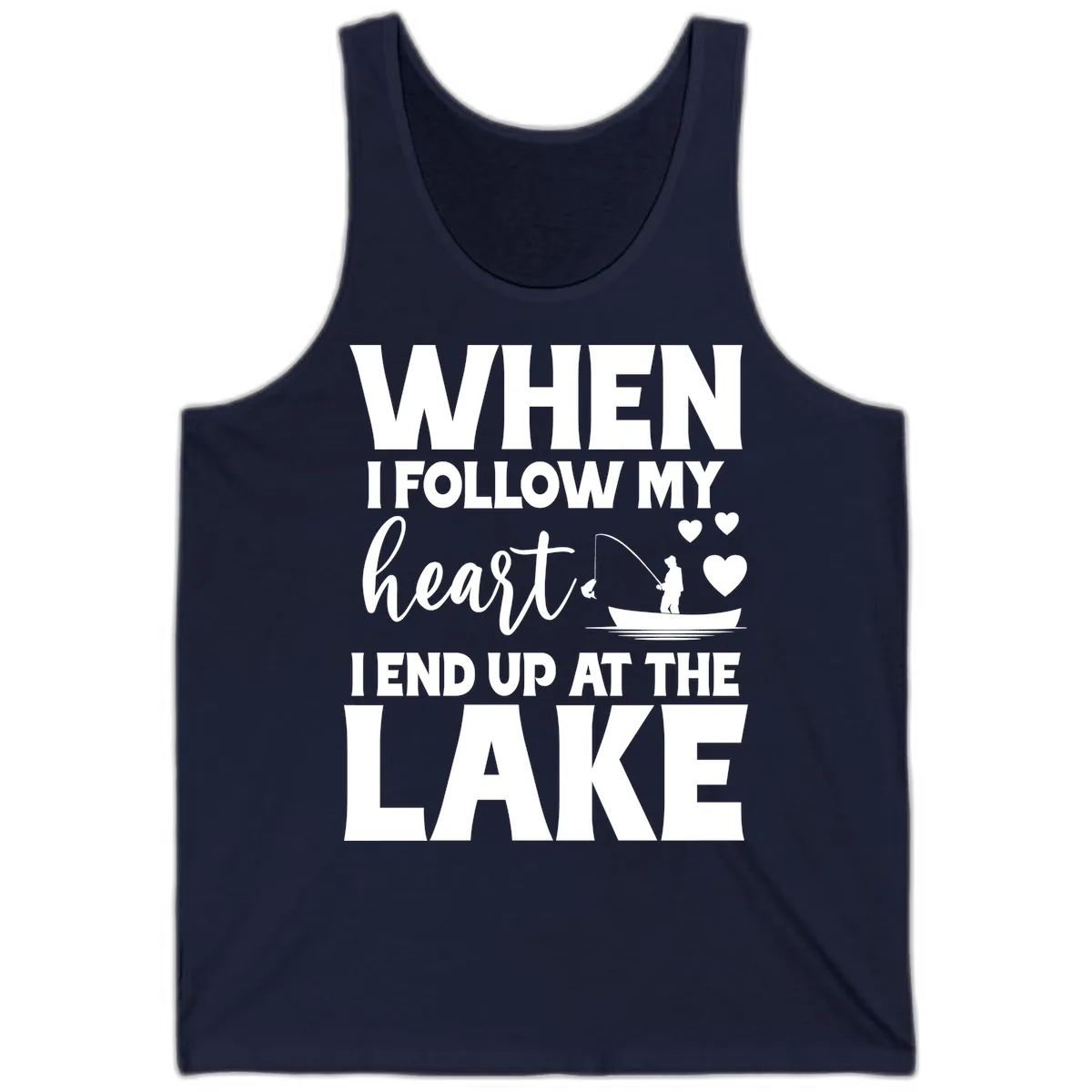 When I Follow My Heart Lake Design Tank in Navy