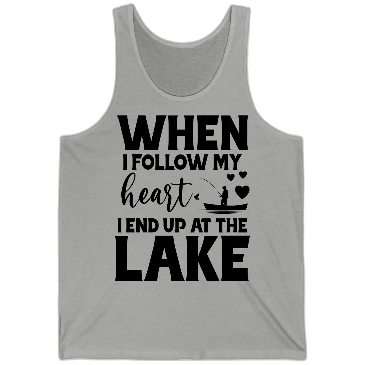 When I Follow My Heart Lake Design Tank in Athletic Heather