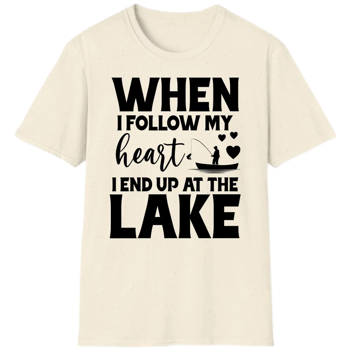 When I Follow My Heart Lake Design T-Shirt in Natural