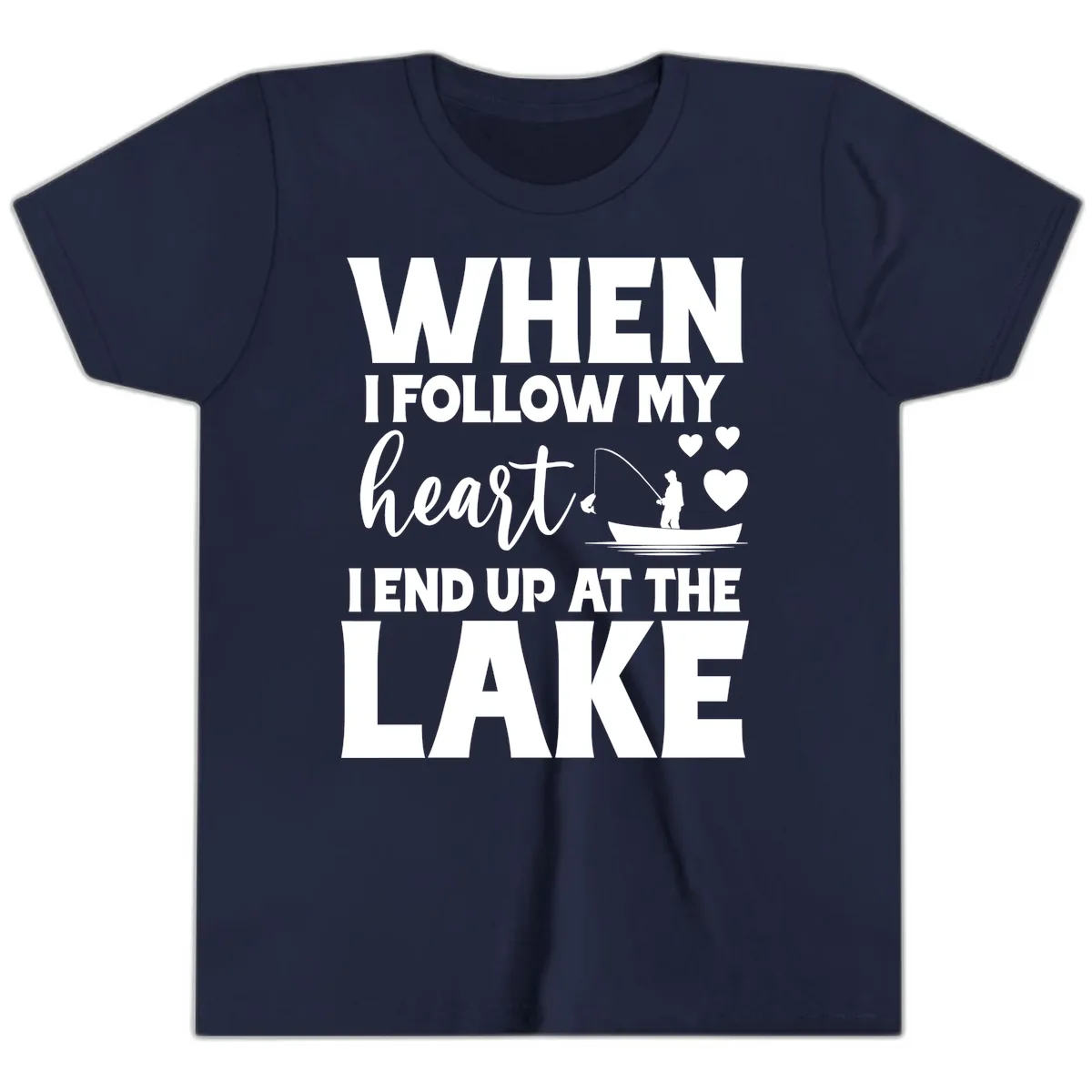 When I Follow My Heart Lake Design Youth T-Shirt in Navy