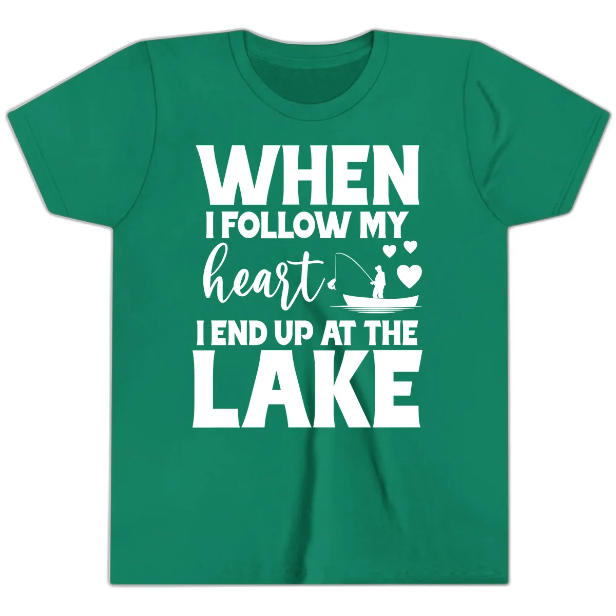 When I Follow My Heart Lake Design Youth T-Shirt in Kelly