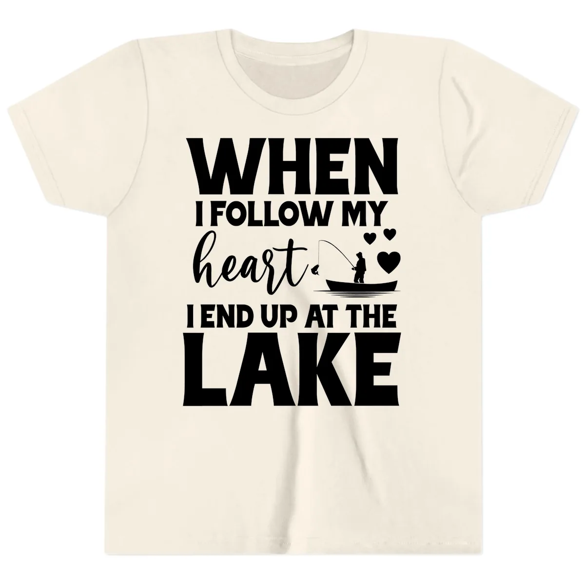 When I Follow My Heart Lake Design Youth T-Shirt in Natural
