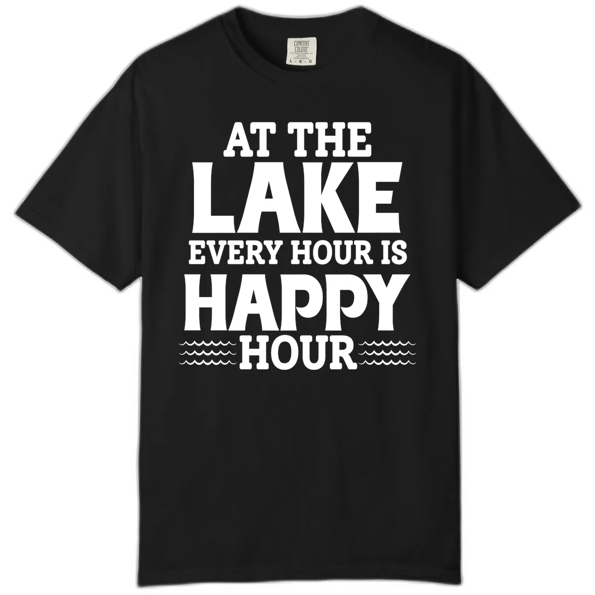 At The Lake Every Hour Is Happy Hour Comfort Color in Black