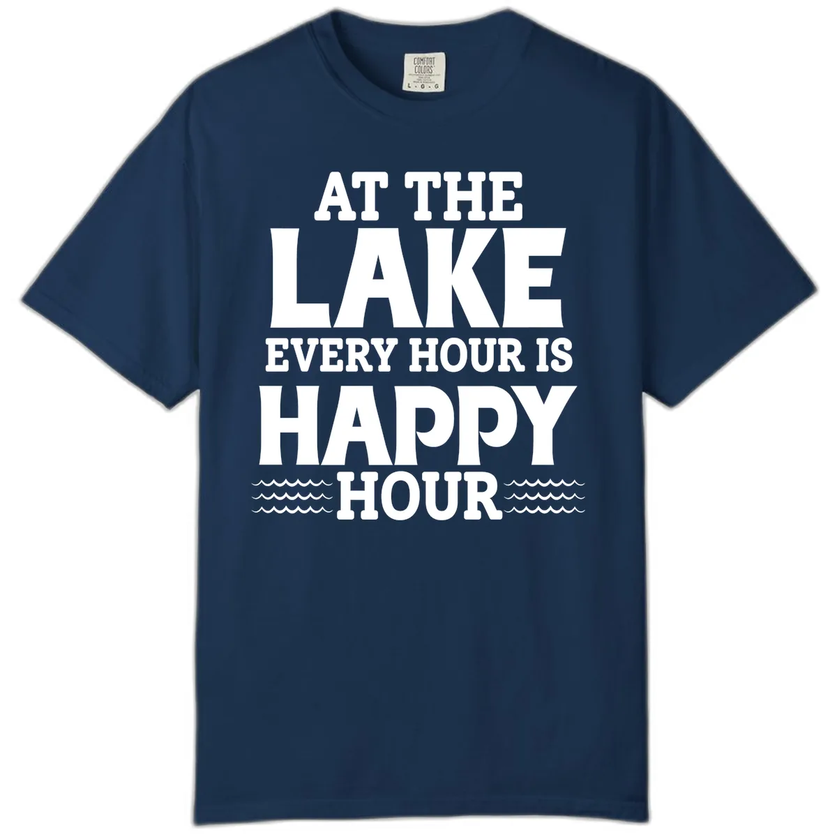 At The Lake Every Hour Is Happy Hour Comfort Color in Navy