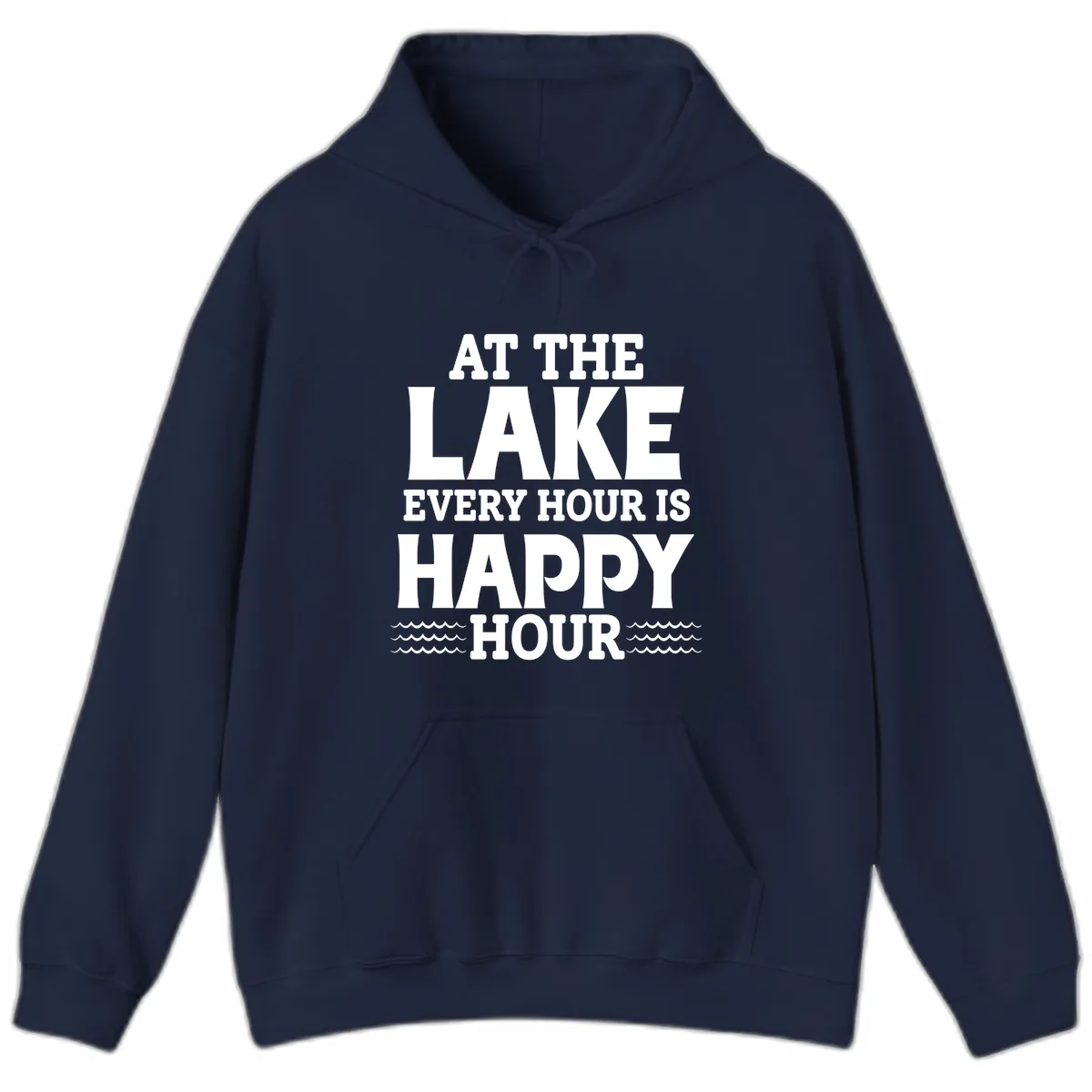 At The Lake Every Hour Is Happy Hour Hoodie in Navy