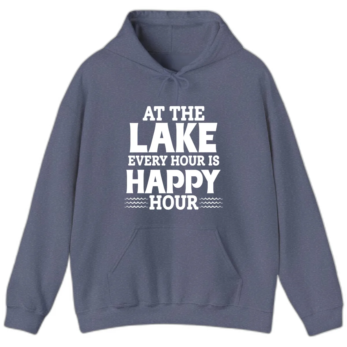 At The Lake Every Hour Is Happy Hour Hoodie in Heather Navy