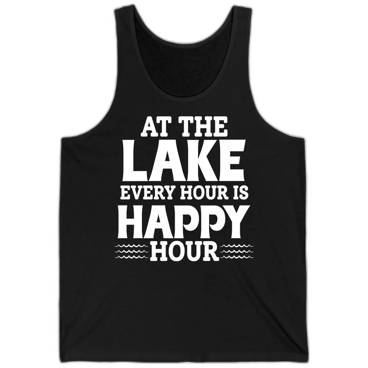 At The Lake Every Hour Is Happy Hour Tank in Black