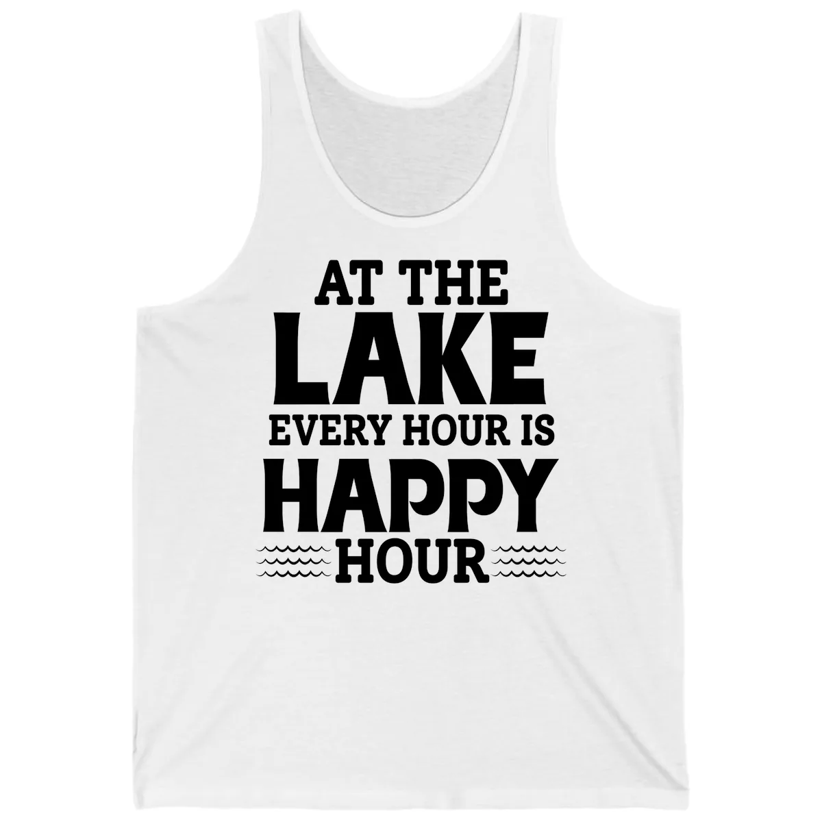 At The Lake Every Hour Is Happy Hour Tank in White