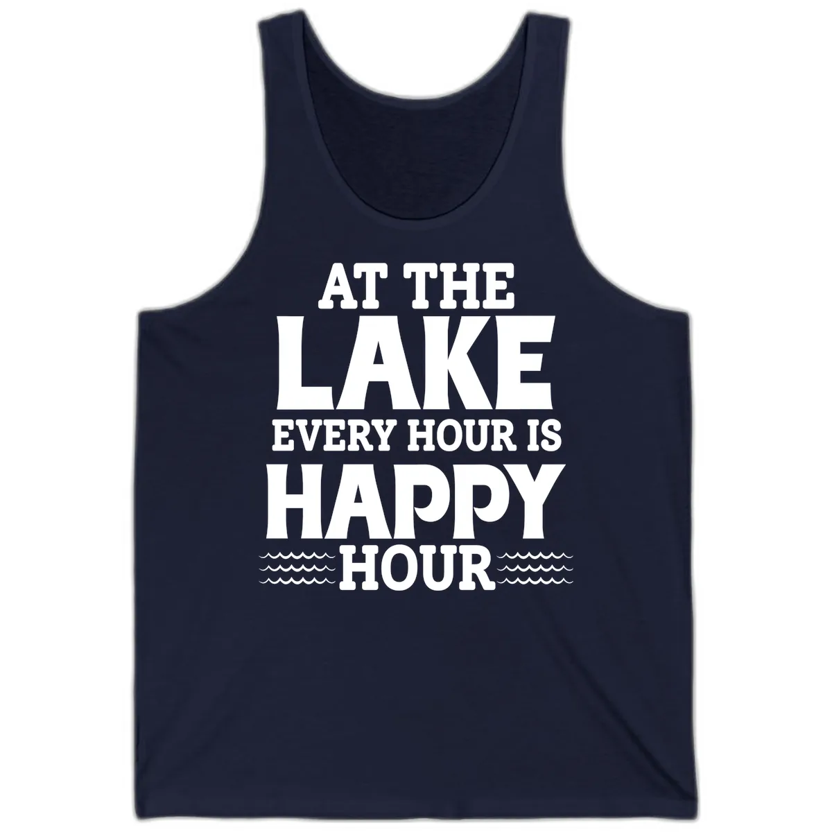 At The Lake Every Hour Is Happy Hour Tank in Navy