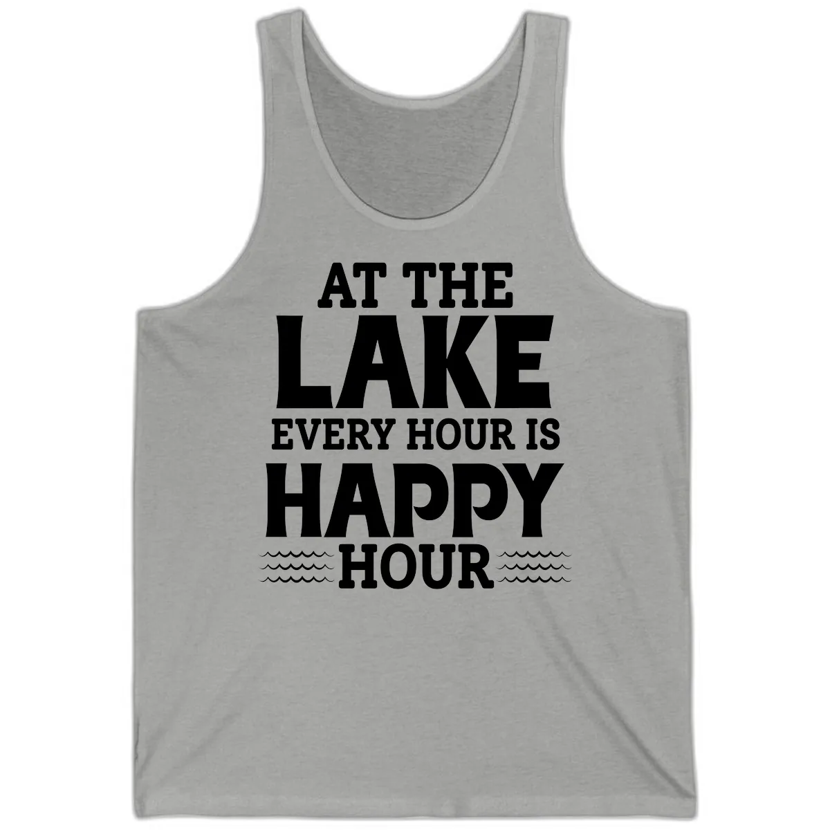 At The Lake Every Hour Is Happy Hour Tank in Athletic Heather