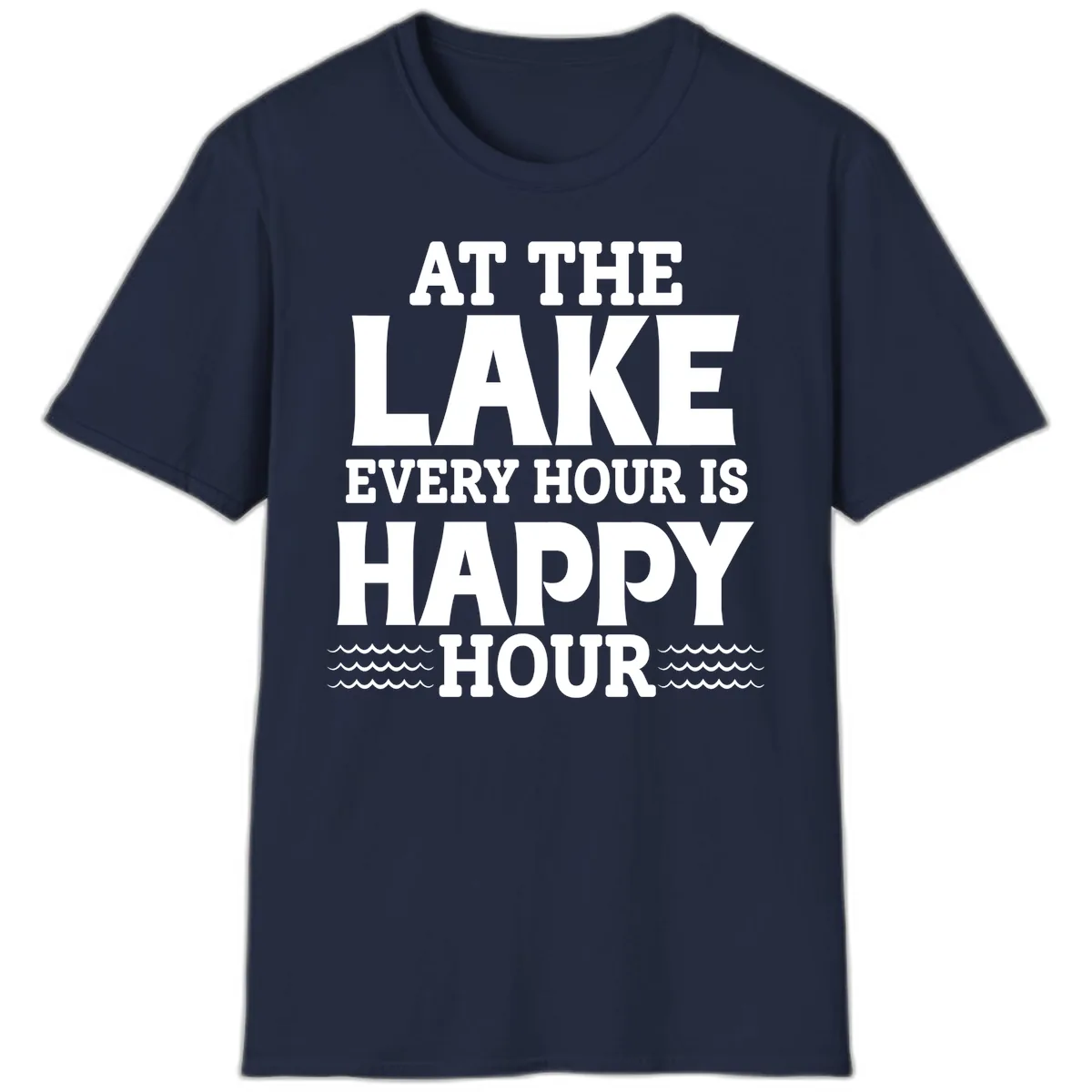 At The Lake Every Hour Is Happy Hour T-Shirt in Navy