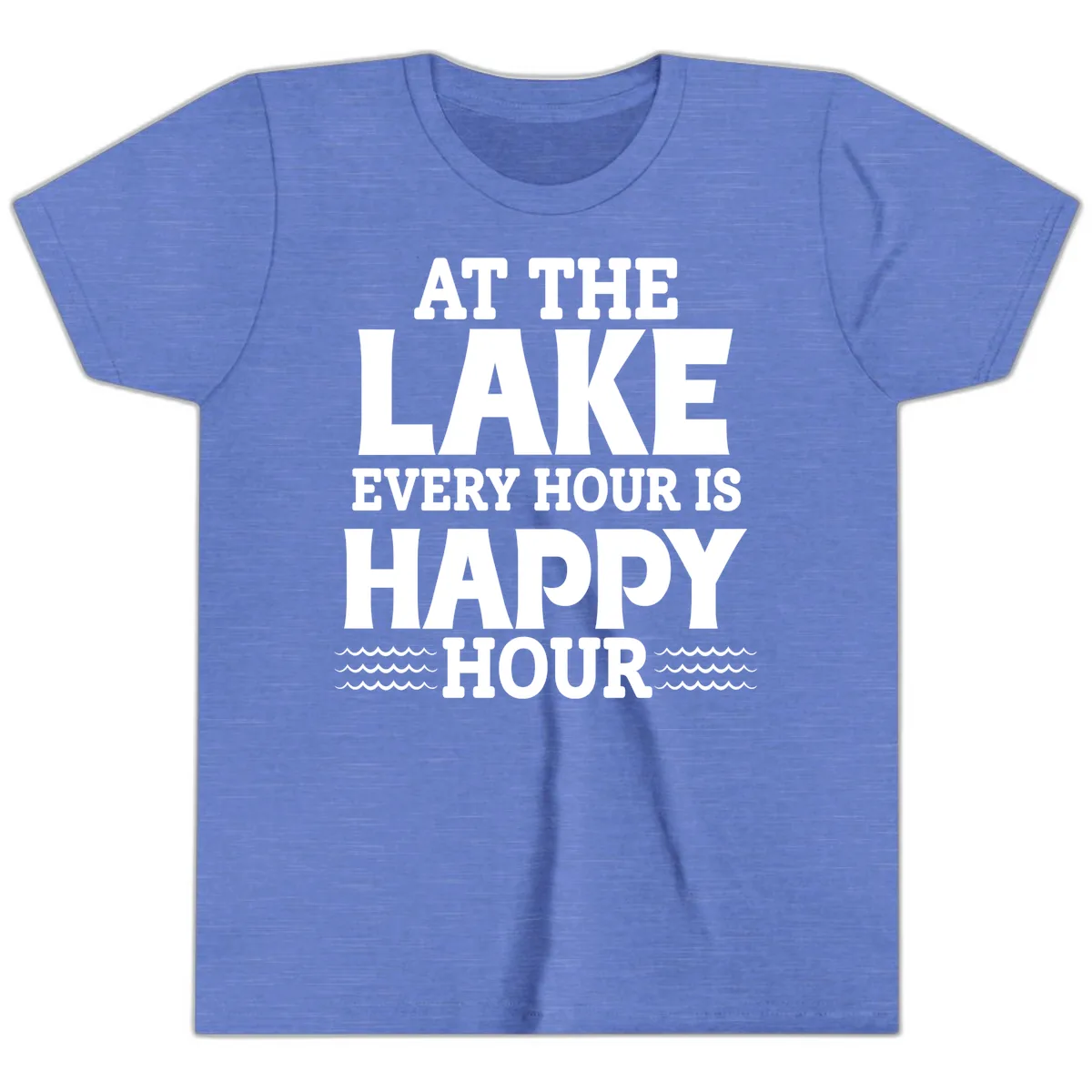 At The Lake Every Hour Is Happy Hour Youth T-Shirt in Heather Columbia Blue