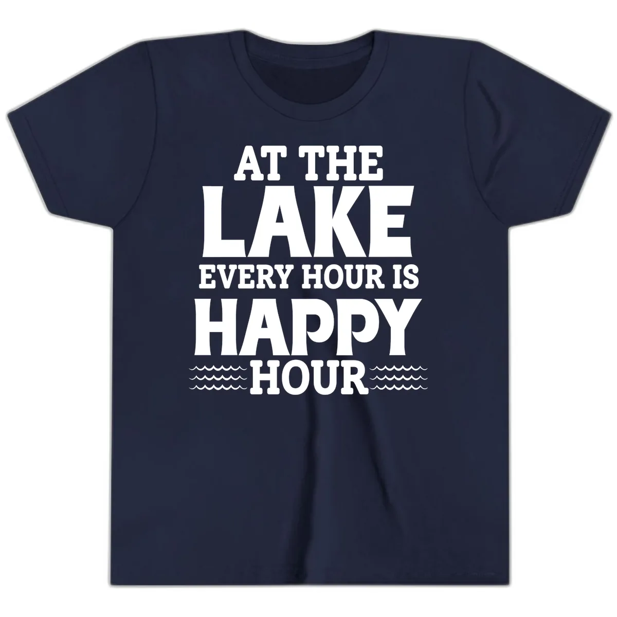 At The Lake Every Hour Is Happy Hour Youth T-Shirt in Navy