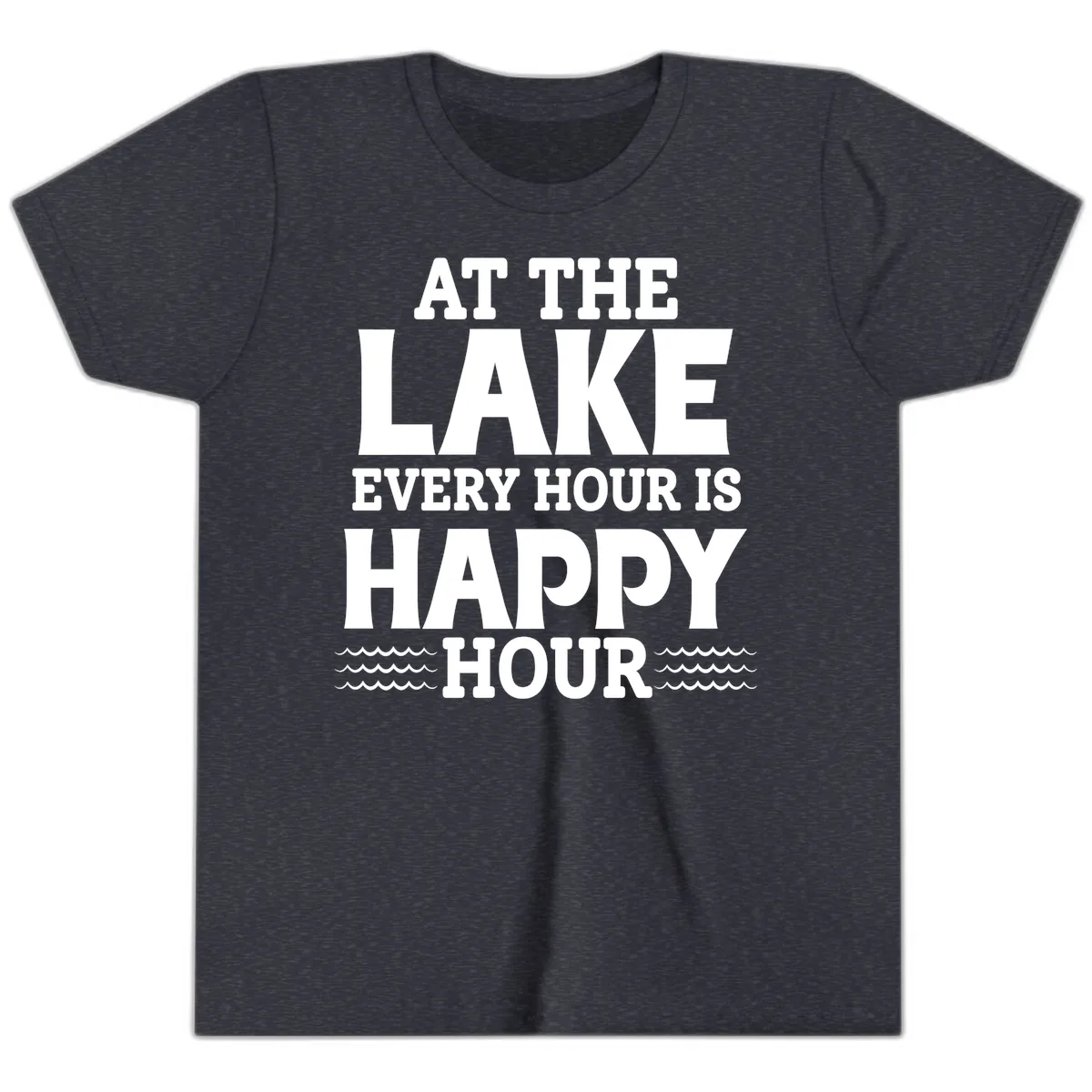 At The Lake Every Hour Is Happy Hour Youth T-Shirt in Heather Navy