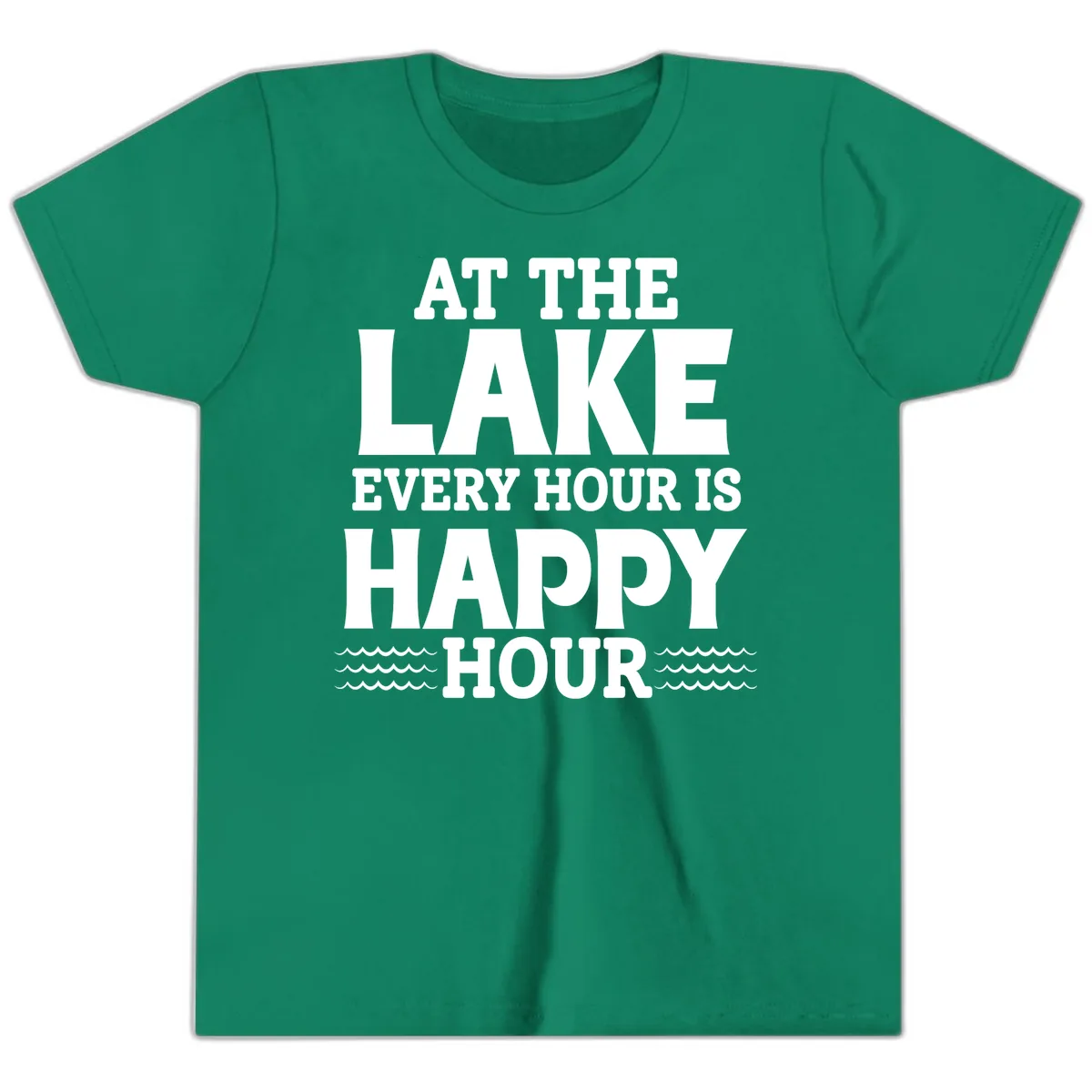 At The Lake Every Hour Is Happy Hour Youth T-Shirt in Kelly