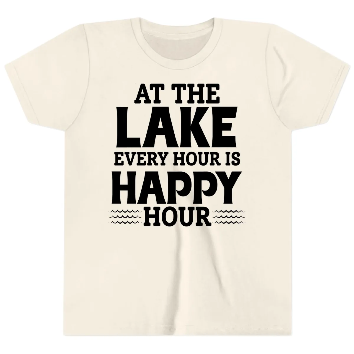 At The Lake Every Hour Is Happy Hour Youth T-Shirt in Natural