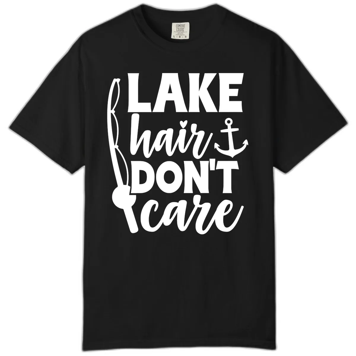 Lake Hair Don't Care Graphic Design Comfort Color in Black