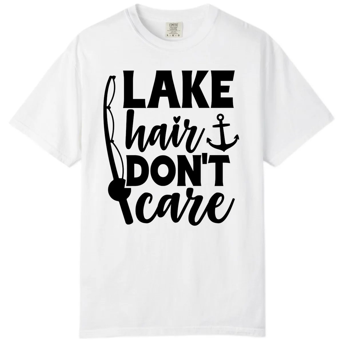 Lake Hair Don't Care Graphic Design Comfort Color in White