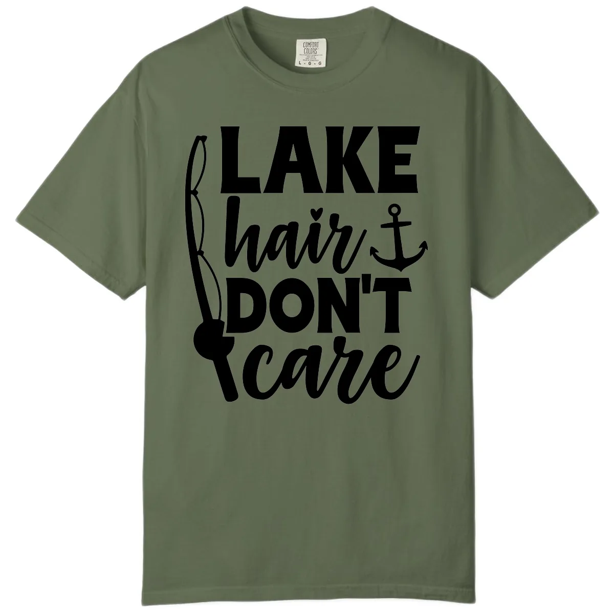 Lake Hair Don't Care Graphic Design Comfort Color in Sage