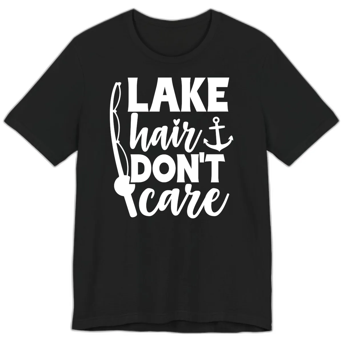 Lake Hair Don't Care Graphic Design Premium T-Shirt in Black